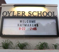 Olyer School sign