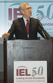IEL President Martin J. Blank delivers opening remarks at the Cross-Boundary Leaders for Education and Equity Symposium
