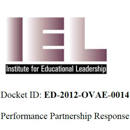 Institute for Educational Leadership Logo, Docket Number, and Performance Partnership Responce